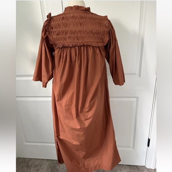 V De Vinster size M Birdy Dress Pleated Cutout Bodice Terracotta Brown - Picture 11 of 11